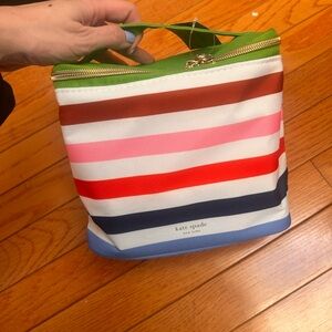 NWT kate spade New York Striped Canvas lunch box (insulated)- Multi-Color